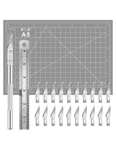 Kit de Cuchillos de Manualidades DIYSELF con 20 Cuchillas y Tapete A5