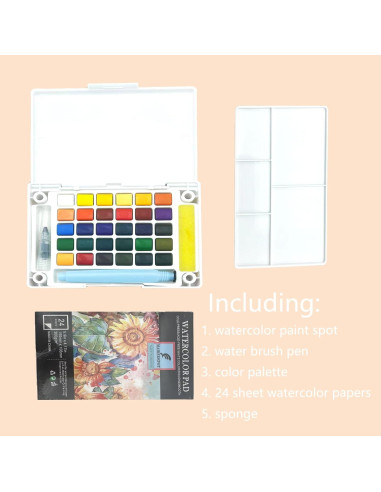 Set de Pinturas Acuarelables MAIKEDEPOT - 18 Colores + Pincel y Papeles