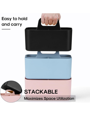 Organizador Caddy Multiusos AOZITA - Plástico Apilable Negro