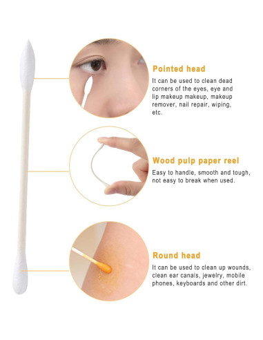 Hisopos de Algodón Biodegradables KRIZJUES 200 Unidades