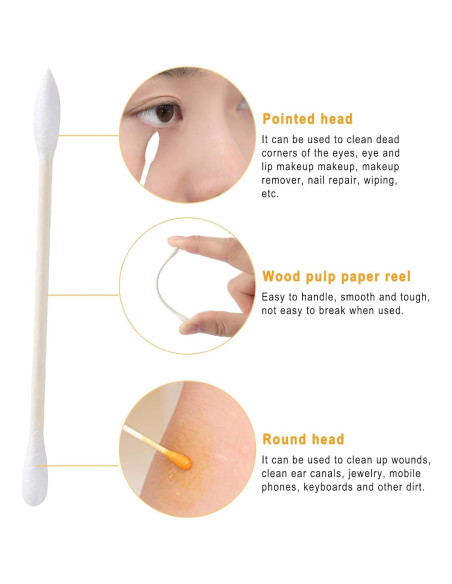 Hisopos de Algodón Biodegradables KRIZJUES 200 Unidades