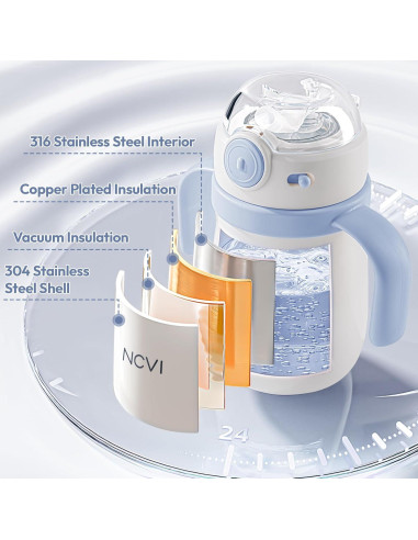 Taza de Acero Inoxidable NCVI para Niños 295ml, Aislada y a Prueba de Derrames