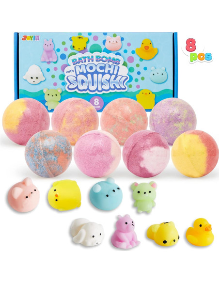 Set de 8 Bombas de Baño JOYIN con Juguete Mochi - 142g
