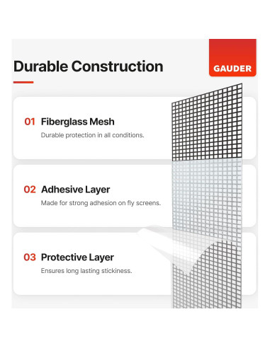 Cinta de Reparación de Mosquitero GAUDER 1m x 5cm Fibra de Vidrio