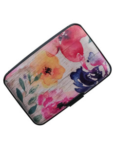 Cartera Compacta de Aluminio RFID BOHONG Floral 11x7.5cm