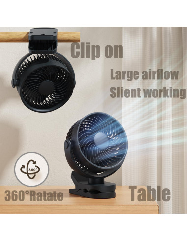 Ventilador Clip Portátil UCLOUDSOME URD23 2000mAh 4 Velocidades