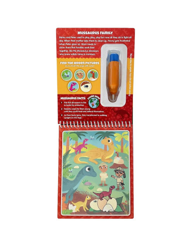 Libro de Actividades KangaToys Familias de Dinosaurios - Pincel de Agua Reutilizable