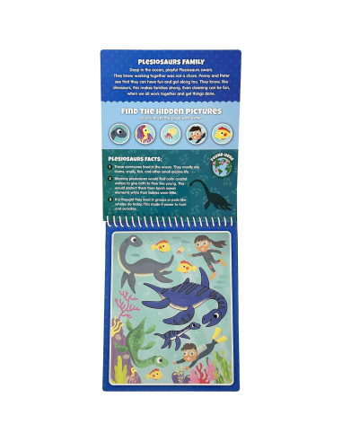 Libro de Actividades KangaToys Familias de Dinosaurios - Pincel de Agua Reutilizable