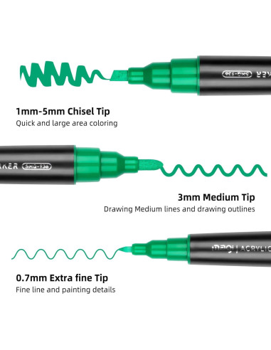 Marcadores de Pintura Acrílica Coogert 24 Colores Doble Punta