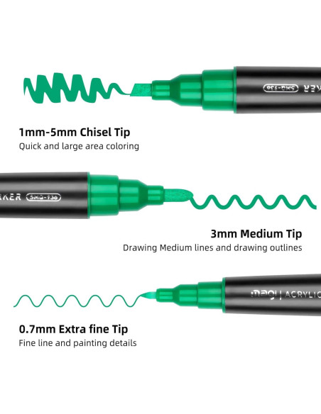 Marcadores de Pintura Acrílica Coogert 24 Colores Doble Punta