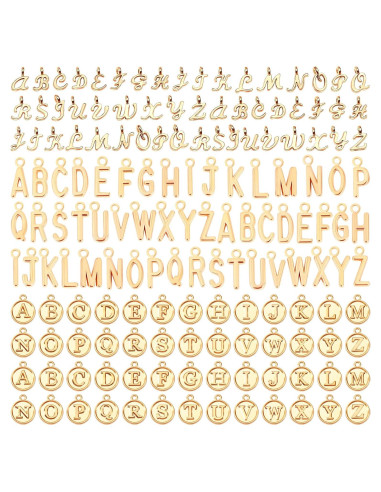 Encantos de Letras SANNIX 156Pcs Alfabeto A-Z Oro KC DIY