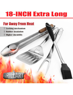 Juego de Herramientas para BBQ GRILLART 4 Piezas Acero Inoxidable 2