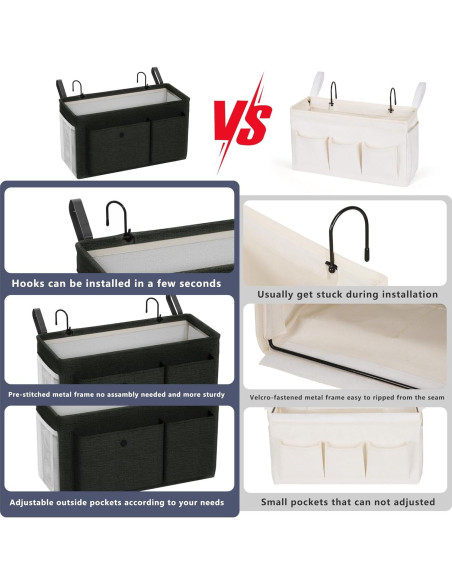 Caddy Organizador Lateral para Cama Edudif - Negro, 9 kg