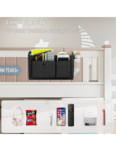 Caddy Organizador Lateral para Cama Edudif - Negro, 9 kg