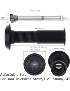 Mirador de Puerta HOJLKLD 200 Grados con Broca 16mm Negro 2