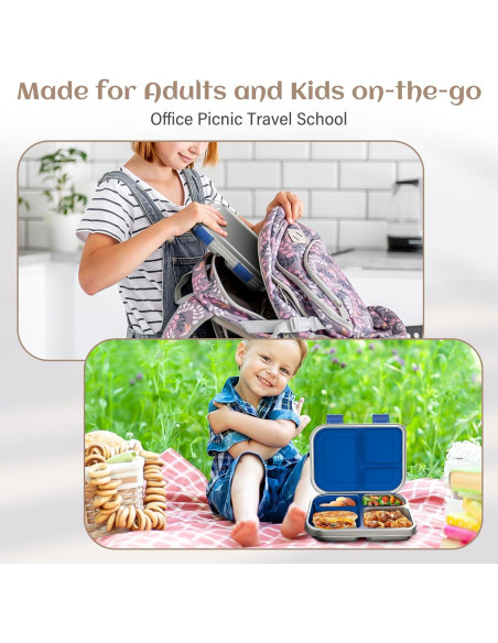 Caja Bento Acero Inoxidable BABHAMNESS 900ml 3 Compartimentos Azul