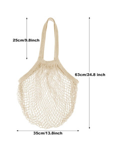 Paquete de 3 Bolsas de Malla de Algodón Reutilizables Beige 2