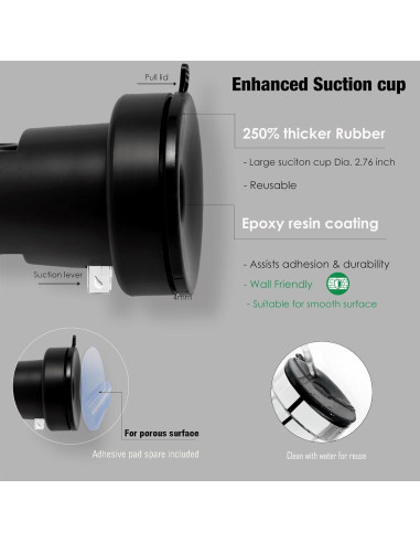 Soporte de Ducha de Mano RIVOODS con Ventosa Ajustable 5 Posiciones