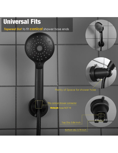 Soporte de Ducha de Mano RIVOODS con Ventosa Ajustable 5 Posiciones