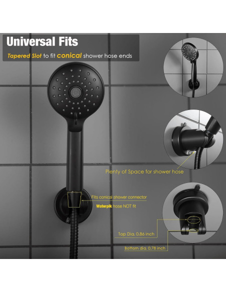 Soporte de Ducha de Mano RIVOODS con Ventosa Ajustable 5 Posiciones