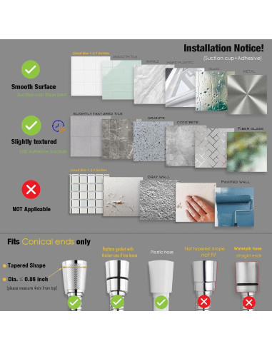 Soporte de Ducha de Mano RIVOODS con Ventosa Ajustable 5 Posiciones