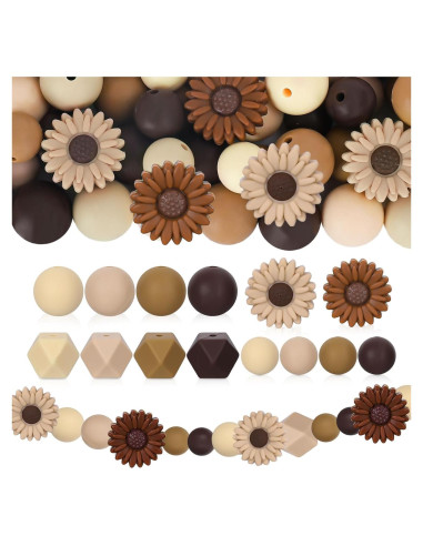 Whaline 100 Perlas de Silicona Marrón para Manualidades DIY
