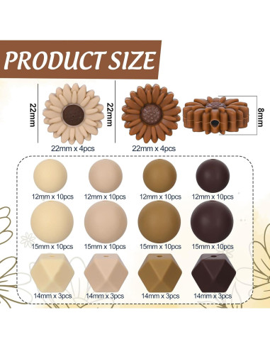 Whaline 100 Perlas de Silicona Marrón para Manualidades DIY