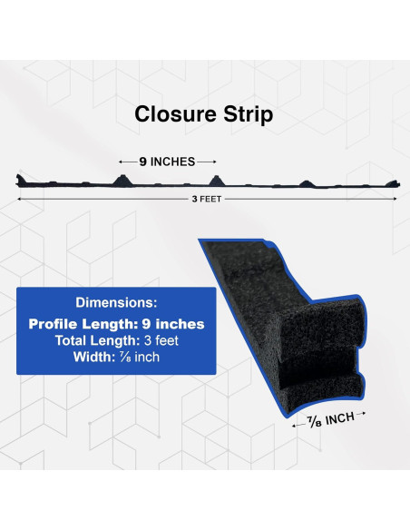 Cierre de Espuma Duco 3 pies Negro 9" Costilla para Techos