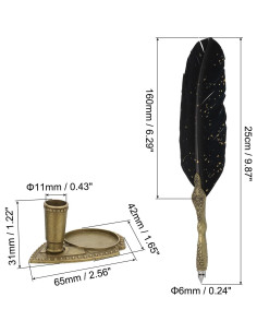 Juego de Plumas Caligráficas PATIKIL 25cm Negro con Tinta 2