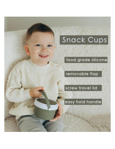 Taza de bocadillos para niños Tegion 12 oz silicona verde 2