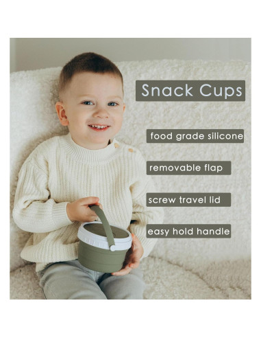 Taza de bocadillos para niños Tegion 12 oz silicona verde