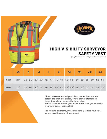 Chaleco de Seguridad Pioneer Alta Visibilidad 12 Bolsillos