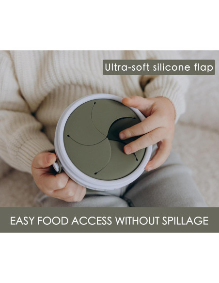 Taza de bocadillos para niños Tegion 12 oz silicona verde