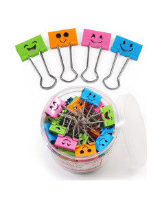 Clips de Papel Sonrientes Coideal - 40 Pcs 19mm Metálicos