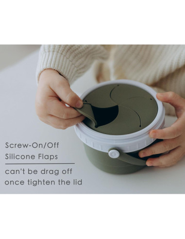 Taza de bocadillos para niños Tegion 12 oz silicona verde