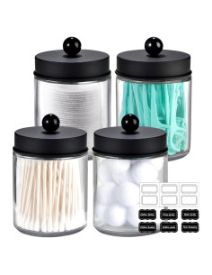 Tarros de Almacenamiento Amolliar 4 Unidades Vidrio 8oz Negro