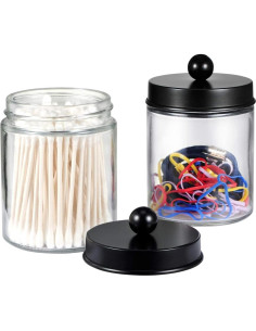 Tarros de Almacenamiento Amolliar 4 Unidades Vidrio 8oz Negro 2