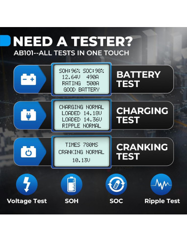 Probador de Batería TOPDON AB101 12V para Coches y SUVs
