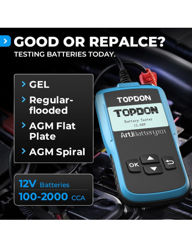 Probador de Batería TOPDON AB101 12V para Coches y SUVs