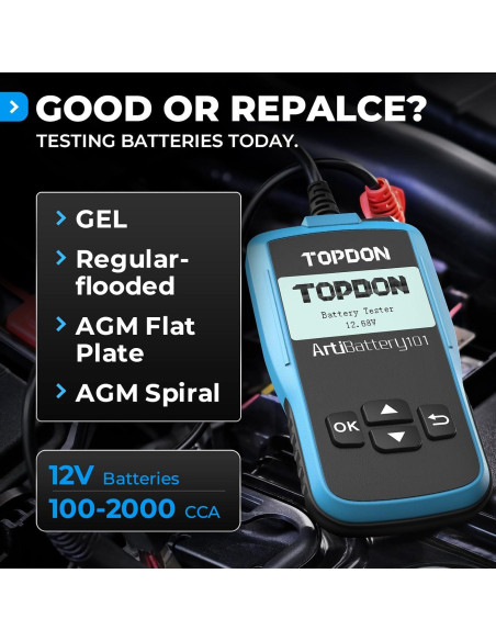 Probador de Batería TOPDON AB101 12V para Coches y SUVs