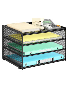 Organizador de Escritorio Lavatino 3 Niveles Metal Negro