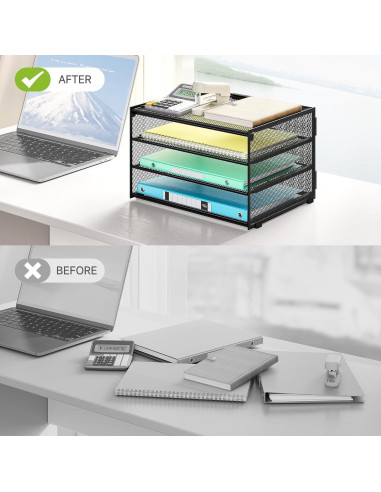 Organizador de Escritorio Lavatino 3 Niveles Metal Negro