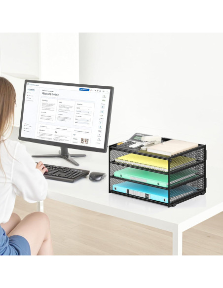 Organizador de Escritorio Lavatino 3 Niveles Metal Negro
