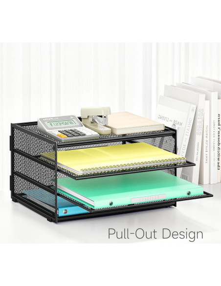 Organizador de Escritorio Lavatino 3 Niveles Metal Negro