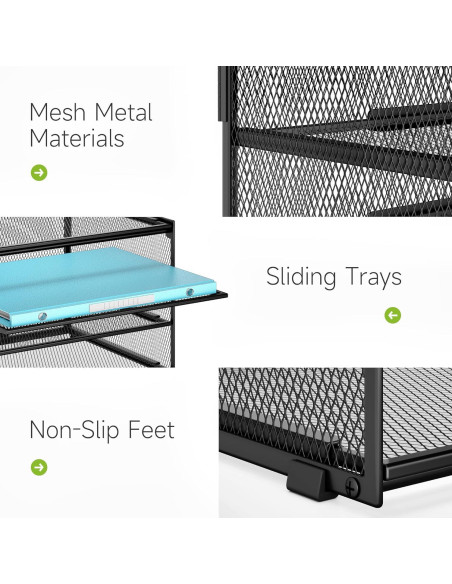 Organizador de Escritorio Lavatino 3 Niveles Metal Negro