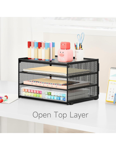 Organizador de Escritorio Lavatino 3 Niveles Metal Negro