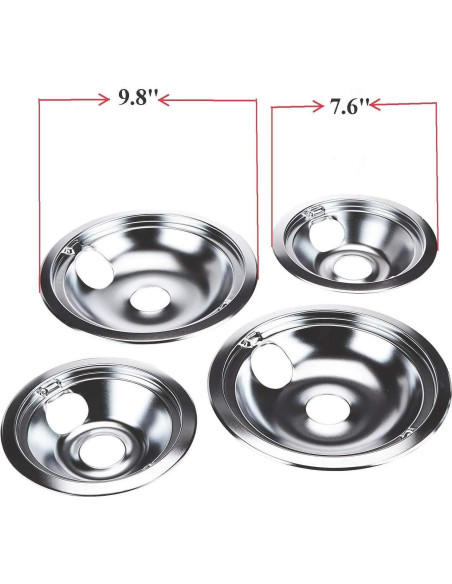 Platos de Goteo de Porcelana GE GE68C - 4 Piezas 15.24 y 20.32 cm