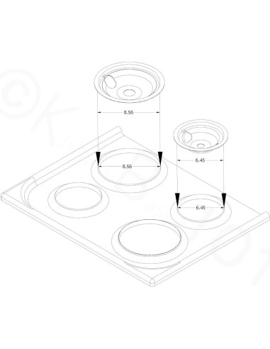 Platos de Goteo de Porcelana GE GE68C - 4 Piezas 15.24 y 20.32 cm