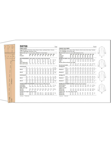 Kit de Patrones de Costura Simplicity para Camisas Tallas 20W-28W