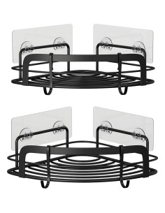 Estantes de Ducha de Esquina STEUGO Negros 2-Pack Acero Inoxidable 2